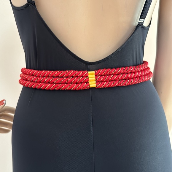 🛑🛑SOLD 🌸Vintage Gutos Red Rhinestone Elephant Stretch Belt - Picture 11 of 17